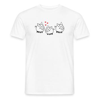 Piggy with hearts - Men's T-Shirt - white - Front - AI Model Male 178 dark (178cm)