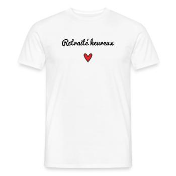 RETRAITE. RETRAITEE. COEUR. BONNE RETRAITE - T-shirt homme - blanc - Devant - AI Model Male 178 dark (178cm)