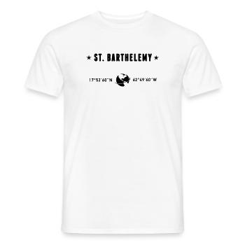 Coordonnées Caraïbes de Saint-Barthélemy : Globe - T-shirt homme - blanc - Devant - AI Model Male 178 dark (178cm)