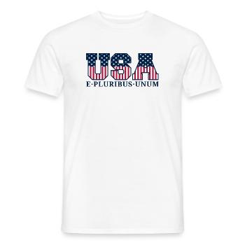 College USA Red White Blue Stars And Stripes Motto - Männer T-Shirt - Weiß - Vorne - AI Model Male 178 dark (178cm)