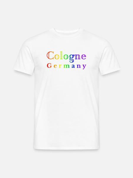 Köln Regenbogen Schriftzug - Männer T-Shirt - Weiß