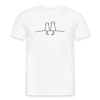 Katzen Silhouette Pärchen Geschenkidee - Männer T-Shirt - Weiß - Vorne - AI Model Male 178 dark (178cm)