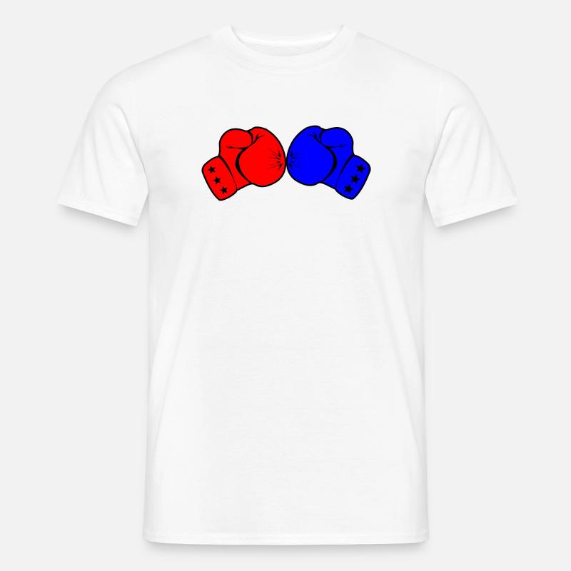 Zwei Boxhandschuhe rot und blau - Männer T-Shirt - Weiß
