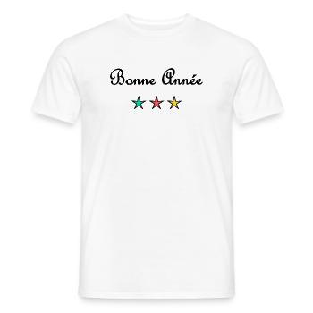 BONNE ANNEE. SAINT SYLVESTRE. NOUVELLE ANNÉE. - T-shirt homme - blanc - Devant - AI Model Male 178 dark (178cm)