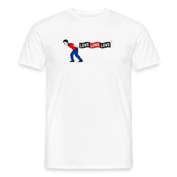 Un homme tire la bannière LOVE - T-shirt homme - blanc - Devant - AI Model Male 178 dark (178cm)