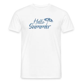 Hello Summer Umbrella - Men's T-Shirt - white - Front - AI Model Male 178 dark (178cm)