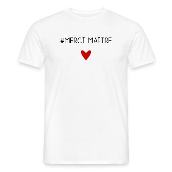 MAÎTRE. MAITRE. MERCI. MERCI MAÎTRE. MAITRE - T-shirt homme - blanc - Devant - AI Model Male 178 dark (178cm)