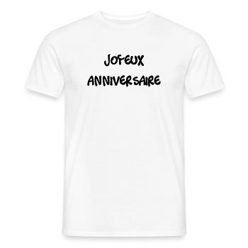 HAPPY BIRTHDAY. HAPPY BIRTHDAY. ANNIVERSARY. - Men's T-Shirt - white - Front - AI Model Male 178 dark (178cm)