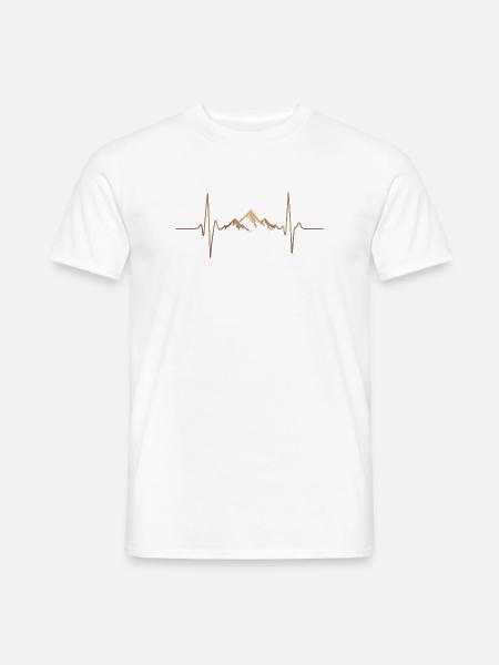 Gebirgslandschaft mit Herzschlag-Motiv - Männer T-Shirt - Weiß