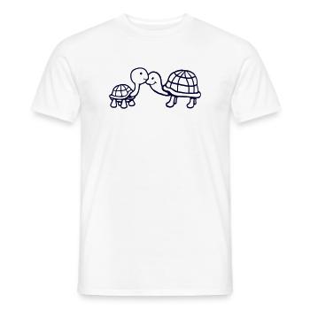 2 tortues se câlinant, un doux couple qui s'embrasse, une équipe amoureuse - T-shirt homme - blanc - Devant - AI Model Male 178 dark (178cm)