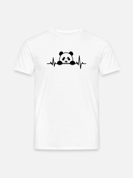 Cute Panda Heartbeat Line Style - Men's T-Shirt - white