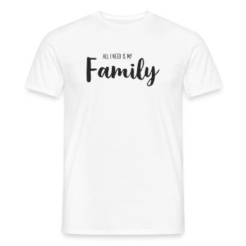 Tout ce dont j’ai besoin, c’est de ma famille – Lettrage à la main - T-shirt homme - blanc - Devant - AI Model Male 178 dark (178cm)