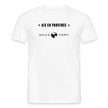 Aix En Provence Coordonnées Globe - T-shirt homme - blanc - Devant - AI Model Male 178 dark (178cm)