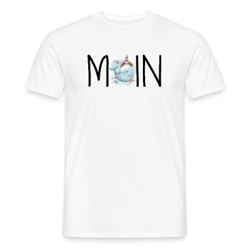 moin Meer Möwen Küste Gruß Wal Spruch Nordsee  - Männer T-Shirt - Weiß - Vorne - AI Model Male 178 dark (178cm)