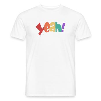 Bunte Yeah Typografie Design - Männer T-Shirt - Weiß - Vorne - AI Model Male 178 dark (178cm)