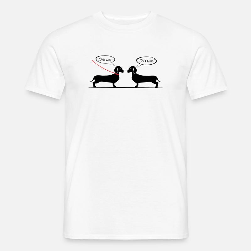 Jamnik online, Teckel offline - Koszula jamnika - T-shirt męski - biały
