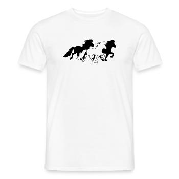 3 edle Islandpferde im Tölt  - Männer T-Shirt - Weiß - Vorne - AI Model Male 178 dark (178cm)