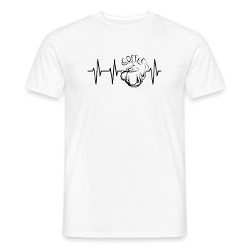 Coffee pot retro vintage heartbeat coffee café - Men's T-Shirt - white - Front - AI Model Male 178 dark (178cm)