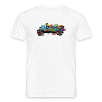 Buntes Comic Auto/ Oldtimer Vintage Druck - Männer T-Shirt - Weiß - Vorne - AI Model Male 178 dark (178cm)