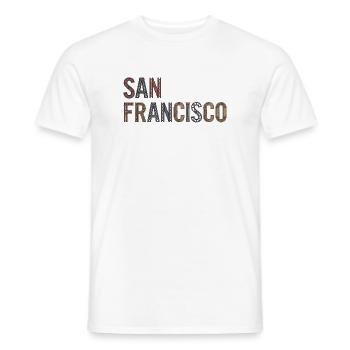 Typographie de San Francisco avec architecture urbaine - T-shirt homme - blanc - Devant - AI Model Male 178 dark (178cm)