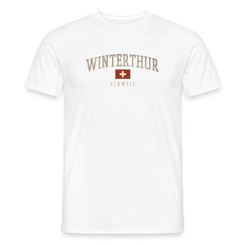 Winterthur Arc Swiss Flag Tee - Männer T-Shirt - Weiß - Vorne - AI Model Male 178 dark (178cm)