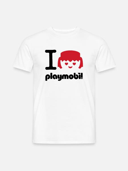 Playmobil I Love Playmobil In Red - Men's T-Shirt - white