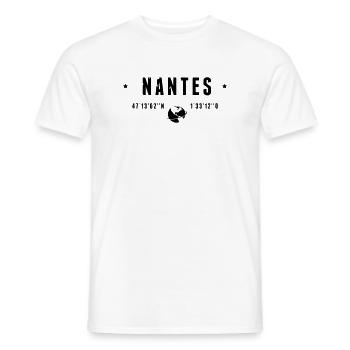 Nantes France Coordonnées Gps Globe - T-shirt homme - blanc - Devant - AI Model Male 178 dark (178cm)