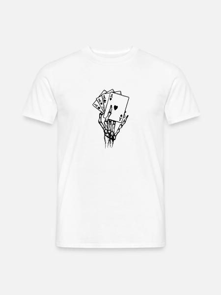 Skelett Hand Karten Poker - Männer T-Shirt - Weiß