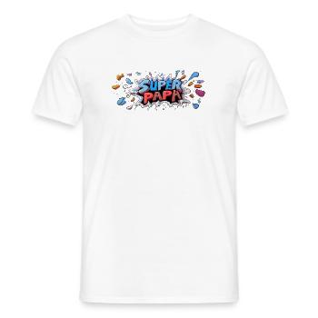 Superpapa Panorama Tasse Vati Papa Vatertag - Männer T-Shirt - Weiß - Vorne - AI Model Male 178 dark (178cm)