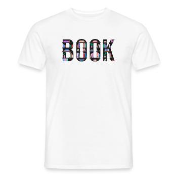 Book Spelled with Bookshelves, Reading and Literat - Men's T-Shirt - white - Front - AI Model Male 178 dark (178cm)