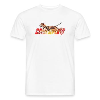 Chien en Action faisant du canicross - T-shirt homme - blanc - Devant - AI Model Male 178 dark (178cm)