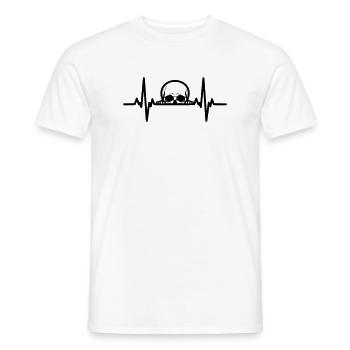 Skull Heartbeat – Gothic & Rock Lineart - Men's T-Shirt - white - Front - AI Model Male 178 dark (178cm)