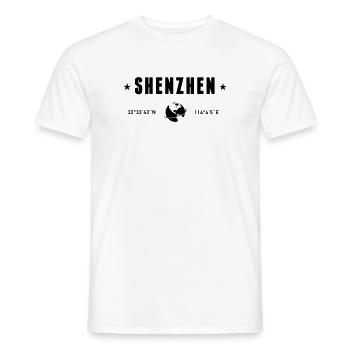 Shenzhen, China koordiniert den Planeten Erde - Männer T-Shirt - Weiß - Vorne - AI Model Male 178 dark (178cm)