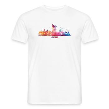 Leipzig Horizon Paysage urbain coloré Leipzig - T-shirt homme - blanc - Devant - AI Model Male 178 dark (178cm)