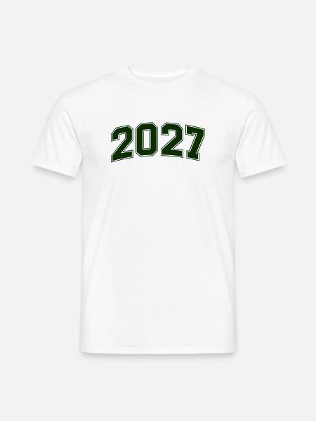 2027 Grüne Outline-Zahlen - Männer T-Shirt - Weiß