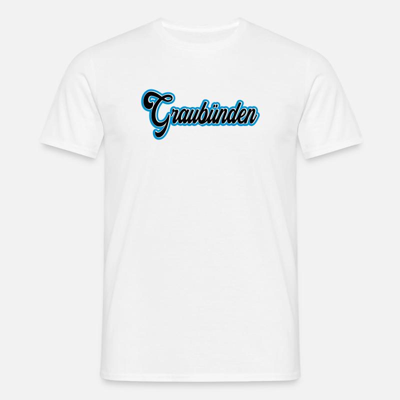 Graubünden Script with Blue Outline - Men's T-Shirt - white