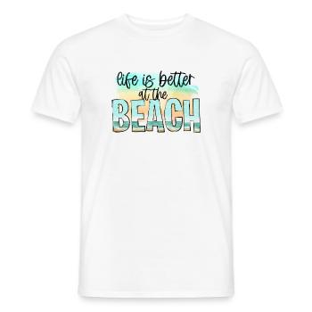 VACANCES VACANCES À LA PLAGE PALMIERS MOTIF DE VOYAGE DU SOLEIL - T-shirt homme - blanc - Devant - AI Model Male 178 dark (178cm)