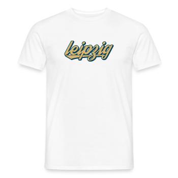 Leipzig Retro Script – Logo de la ville vintage - T-shirt homme - blanc - Devant - AI Model Male 178 dark (178cm)