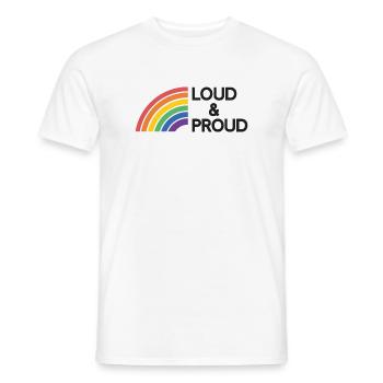 Mois de la fierté LGBTQ - Fort et fier - T-shirt homme - blanc - Devant - AI Model Male 178 dark (178cm)