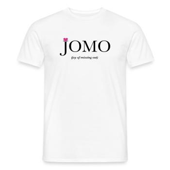 JOMO – la joie de rater quelque chose - T-shirt homme - blanc - Devant - AI Model Male 178 dark (178cm)