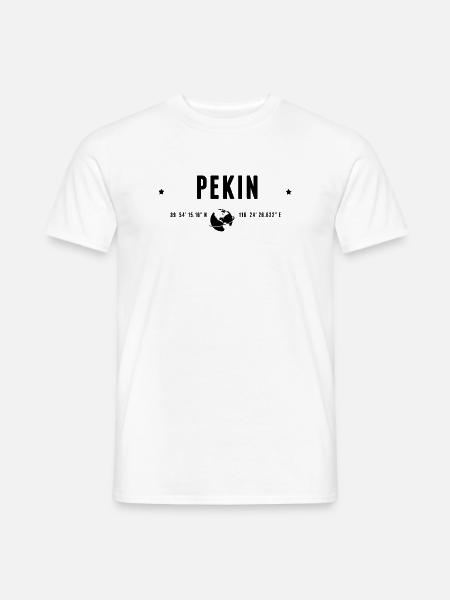 Pékin Coordonnées Géographiques Stylisées - T-shirt homme - blanc