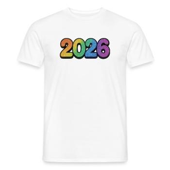 Neon Glitter Year 2026 - Men's T-Shirt - white - Front - AI Model Male 178 dark (178cm)