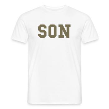 SON – College Style Statement - Men's T-Shirt - white - Front - AI Model Male 178 dark (178cm)
