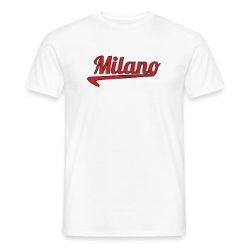 Milano Script Emblem Swoosh - Männer T-Shirt - Weiß - Vorne - AI Model Male 178 dark (178cm)