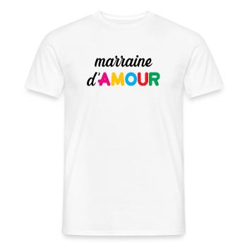 Marraine d'Amour - Famille - Baptême - T-shirt homme - blanc - Devant - AI Model Male 178 dark (178cm)