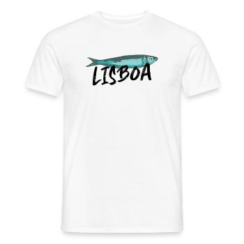 Lisbon Sardine illustration Portugal in summer - Men's T-Shirt - white - Front - AI Model Male 178 dark (178cm)
