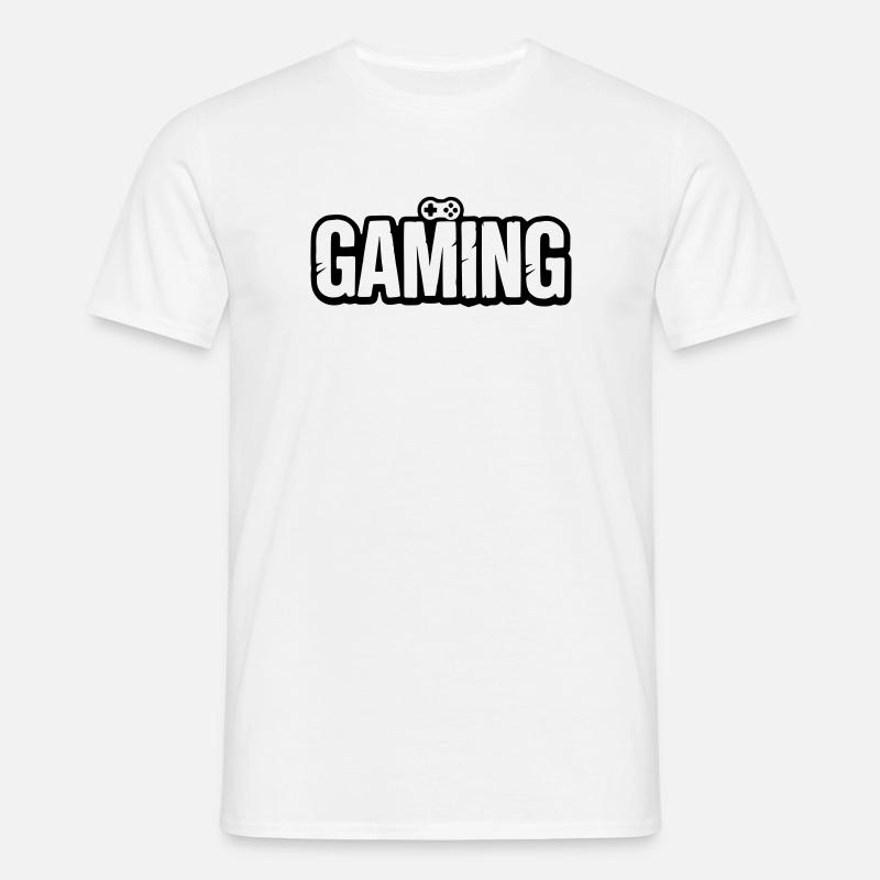 Gaming_Schrift_mit_Conroller - Männer T-Shirt - Weiß