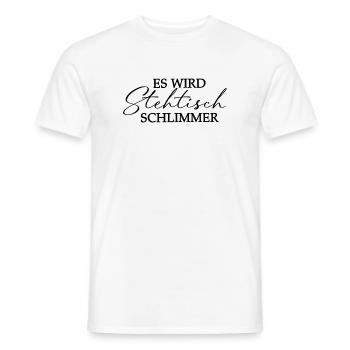 Es wird Stehtisch schlimmer - Typografie Motiv - Männer T-Shirt - Weiß - Vorne - AI Model Male 178 dark (178cm)