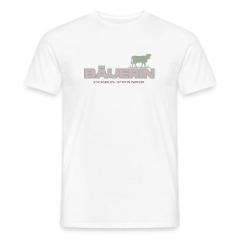 Bäuerin Deluxe – Stallgeruch ist mein Parfum - Männer T-Shirt - Weiß - Vorne - AI Model Male 178 dark (178cm)