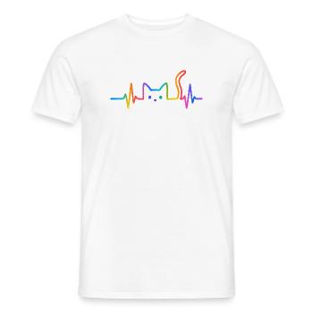 Katze Herzschlag Katzenliebhaber Geschenkidee - Männer T-Shirt - Weiß - Vorne - AI Model Male 178 dark (178cm)
